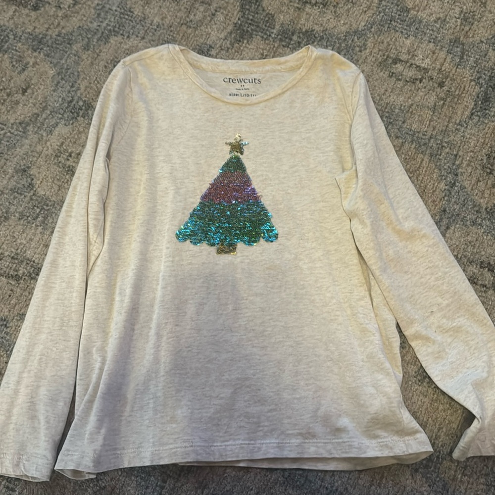 J.Crew Factory Girls Sequin Christmas Tree Long Sleeve